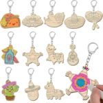 Kids DIY Laser-Cut Wooden Shaped Keychain Paint Personalize Sweet Treat-Themed Wood Crafts Wooden Boxes Wall Signs