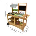 Montessori Outdoor Wooden Kitchen Pretend Play Simulation Game Preschool Kids Play House Cart