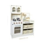 Natural Kitchen Toy Cream Color Simulated Cooking Stove Set Role Play for Kids Ages 3-6 Parent-Child Interaction
