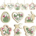 New 12-piece Spring Burlap Easter-style Hanging Decorations Creative 2D Flat Indoor Festival Party Decorations
