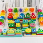 Montessori Toys Wooden Toy 1 to 3-year-old Boys Girls Toddlers Color Recognition Stacker Shape Sorter Learning Puzzles Gift