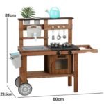 Outdoor Wooden Children's Playing House Water Outlet Cooking Stove Vegetable Mud Kitchen Toys