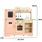 Pink Wooden Play Kitchen Set Refrigerator Montessori Pretend Toy for Kids Parent-child Interactive Play Developing Intelligence