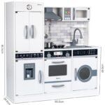 Pretend Play DIY 2-in-1 Kitchen & Food Toys WHITE WOODEN HAPPY KITCHEN FOR TODDLERS Kids Gifts