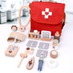 Pretend Play Medical Set Wooden Doctor Kit, Educational Montessori Dentist Toys