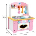 Role-playing pink Big Cooking Baby Girl Wooden 2-in-1 Pretend Kitchen Accessories Toy Set
