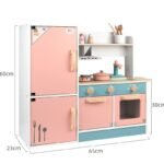 Simulation Wooden pink Kitchen Japanese Refrigerator Kitchen Set Home Tableware Cooking Game Toys
