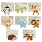 Unfinished Plywood Wood Folk Art Engraved Animals Decorations for Home Party and Christmas Wall Hanging