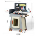 Wooden Children's Pretend Play BBQ Kitchen Cart Simulated Cooking Educational Toy Cart Motessori Wooden Toys