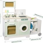 Wooden Green Multi-faceted Kitchen Toy for Kids with ice Cream Cart Easy Push-pull Storage