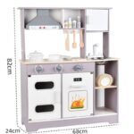 Wooden Kitchen Pretend Play Toy Set Real Cooking Simulation Educational for Kids with Stove
