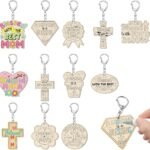 Wooden Mother's Day Craft Keychain Wooden Gift Pendant DIY Painting and Coloring Pendant Keychain