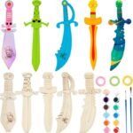 Wooden Pirate Graffiti Wooden Creative Knife Pendant DIY Children's Hand Drawn Coloring Props Toys Kids Diy Arts and Crafts Set