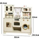 Wooden Play Kitchen Set for Kids with Refrigerator Stove Pots Pretend Cooking Toy Early Learning Educational Role Play Toy