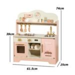 Wooden Pretend Play Kitchen Toy Set for Kids with Stove Microwave Oven and Cooking Utensils for Realistic Home Simulation Toy