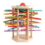 Montessori Board Game Wooden Toys With Stick Kerplunk Kids Games for Family Game Don't Let the Ball Drop