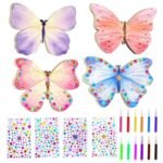 24PCS Paint by Numbers Kit for Adults Mini Elegant Flight Canvas Wooden Frame Easel Acrylic Paint Brushes Home