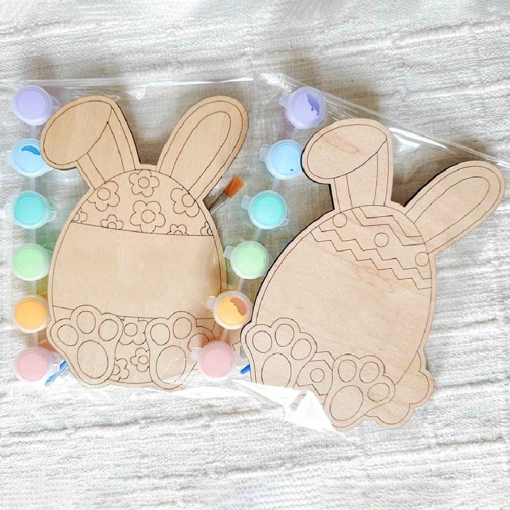 Cute Animal Shape Bunny with Custom Faces and Clothes for DIY Craft Kits Handicrafts DIY Children's Painting Cut Wood Ornaments Cute Animal Shape Bunny with Custom Faces and Clothes for DIY Craft Kits Handicrafts DIY Children's Painting Cut Wood Ornaments - Image 1