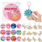 DIY Unfinished Wooden Plywood Key Chain Custom Laser Print Animal Figures Wood Crafts for Painting Decoration Dinosaurs