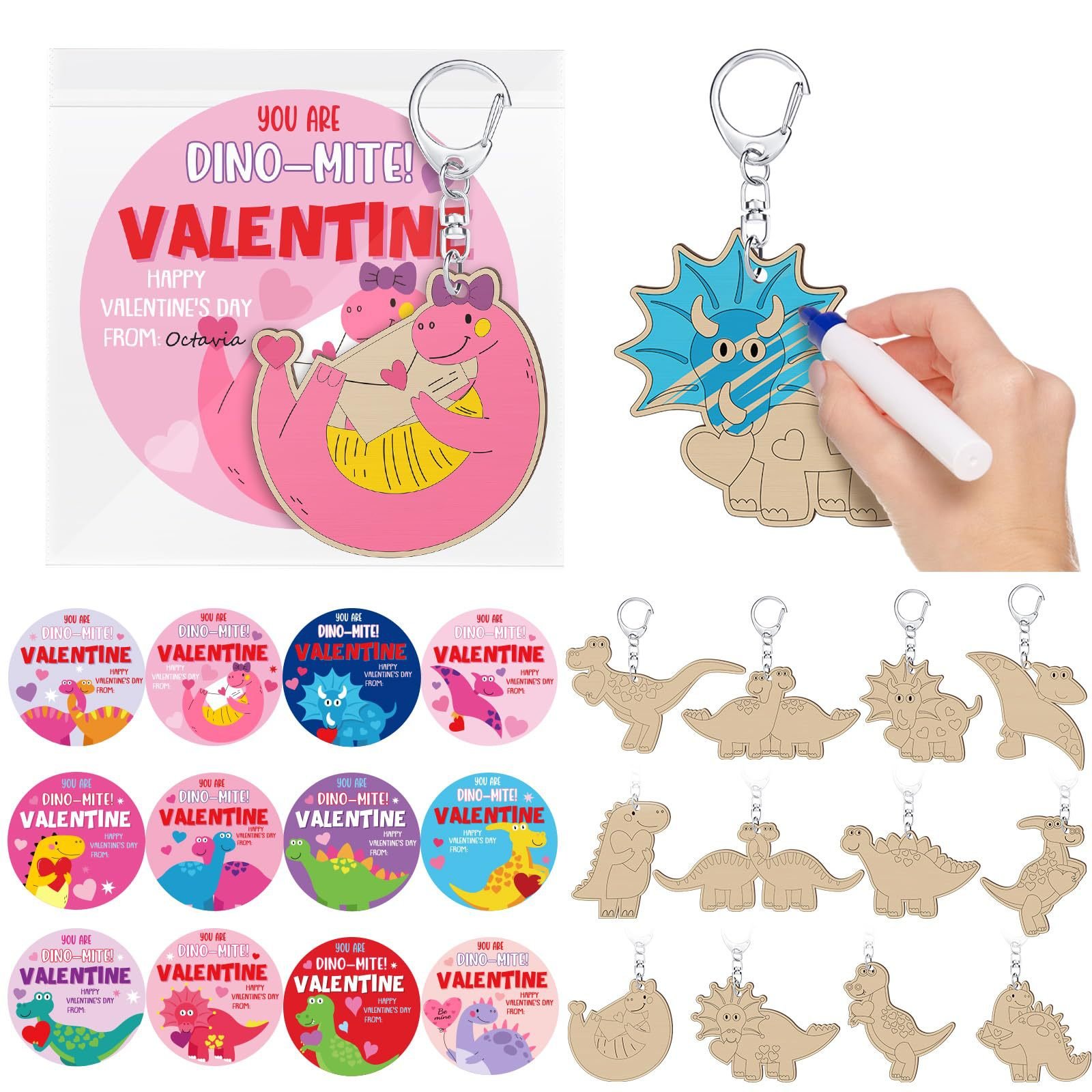 DIY Unfinished Wooden Plywood Key Chain Custom Laser Print Animal Figures Wood Crafts for Painting Decoration Dinosaurs DIY Unfinished Wooden Plywood Key Chain Custom Laser Print Animal Figures Wood Crafts for Painting Decoration Dinosaurs - Image 1