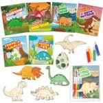 DIY Wooden Dinosaur Art Craft Set Building Toy with Paint Stickers Art Craft Kit for Ages 3-6 Unisex Kids Birthday Gift