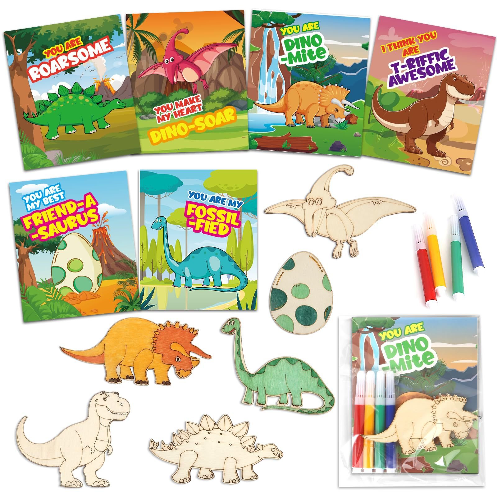 DIY Wooden Dinosaur Art Craft Set Building Toy with Paint Stickers Art Craft Kit for Ages 3-6 Unisex Kids Birthday Gift DIY Wooden Dinosaur Art Craft Set Building Toy with Paint Stickers Art Craft Kit for Ages 3-6 Unisex Kids Birthday Gift - Image 1