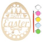 Easter Party Craft Ornaments Creative Home Decoration DIY Handmade Rabbit Wooden Egg Wall Hanging Customizable Holiday Gift