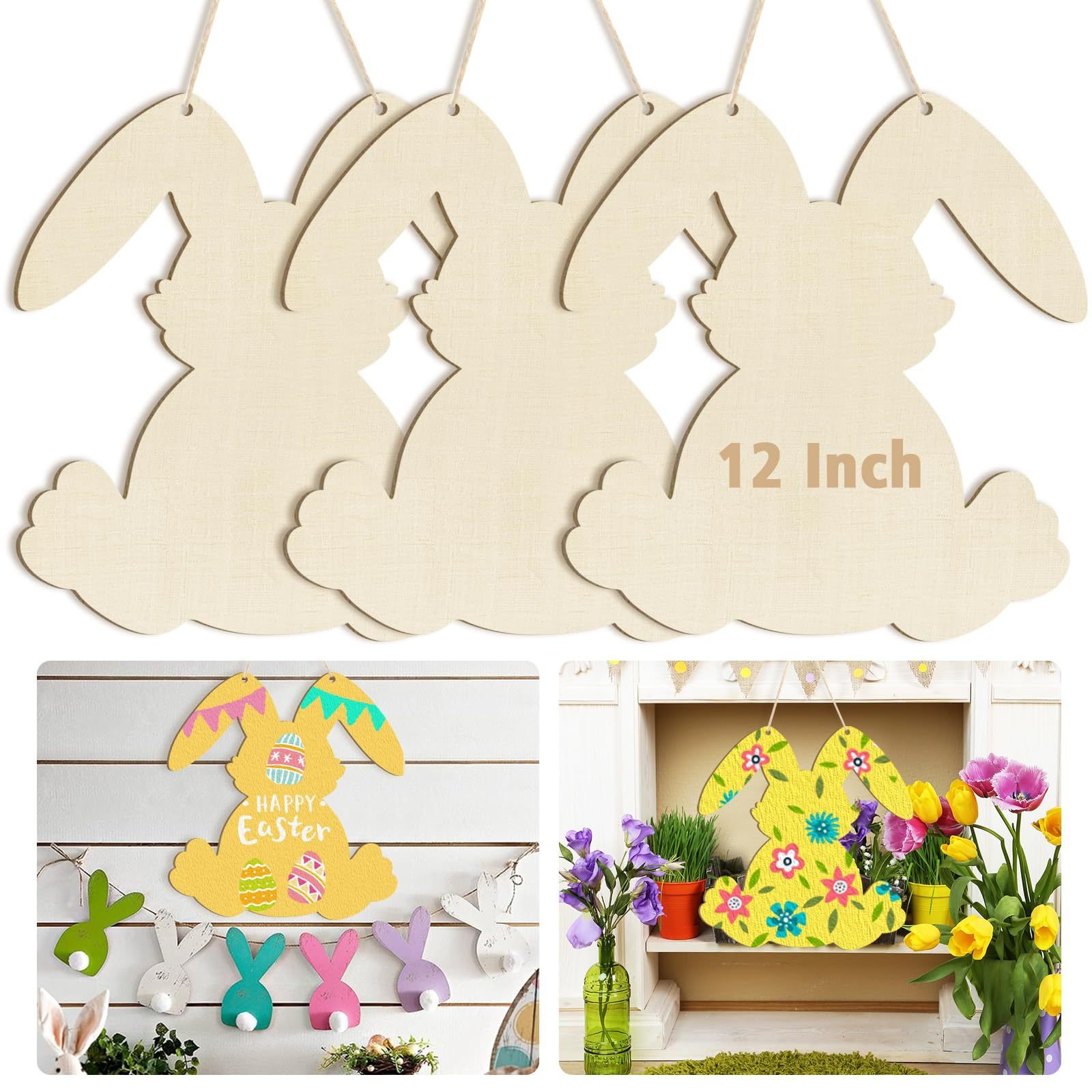 Easter Rabbit Burlap Graduation Security Decorative Hanging Party Adult Hand-painted DIY Craft Kindergarten Easter Rabbit Burlap Graduation Security Decorative Hanging Party Adult Hand-painted DIY Craft Kindergarten - Image 1