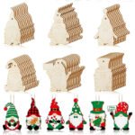 Wooden Arts and Crafts Christmas Ornaments Wooden Embellishments Engraved Cutouts Pieces Unfinished Wooden Easter Gnome for Kids