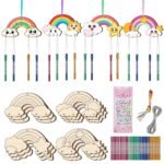 Rainbow Wind Chime Pendant Creative DIY Wooden Crafts for Kids Sewing & Weaving Toys