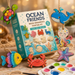 Wooden Ocean Animal Painting Kit for Kids 5 Sea MDF Cutouts with 6 Colors & Brush Arts and Crafts Activity Set for Boys & Girls Creative Birthday Return Gift