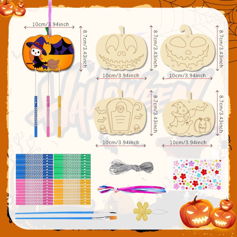 DIY Pumpkin Suncatchers & Wind Chimes Kit, Creative Window Art Projects, Bulk Painting Craft Kits DIY Pumpkin Suncatchers & Wind Chimes Kit, Creative Window Art Projects, Bulk Painting Craft Kits - Image 1
