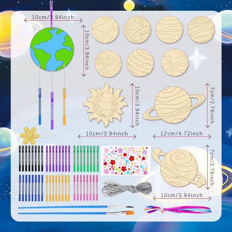 Little Jupiter DIY Solar System craft kit featuring unpainted wooden planets for children to paint and assemble Little Jupiter DIY Solar System craft kit featuring unpainted wooden planets for children to paint and assemble - Image 1