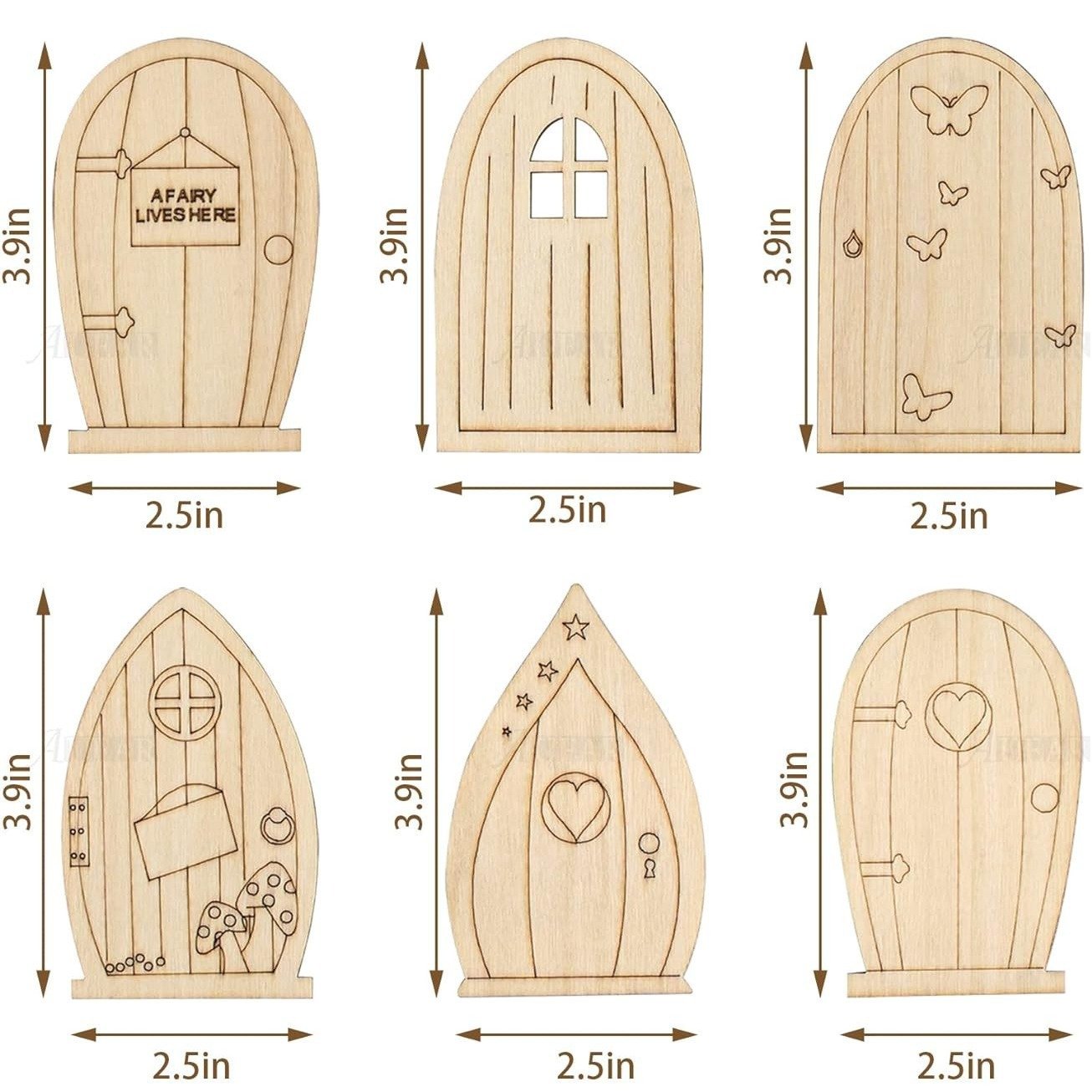 Wooden Fariy Door Dollhouse Elf Fairy DIY Decoration 24pcs Wooden Fariy Door Dollhouse Elf Fairy DIY Decoration - Image 1