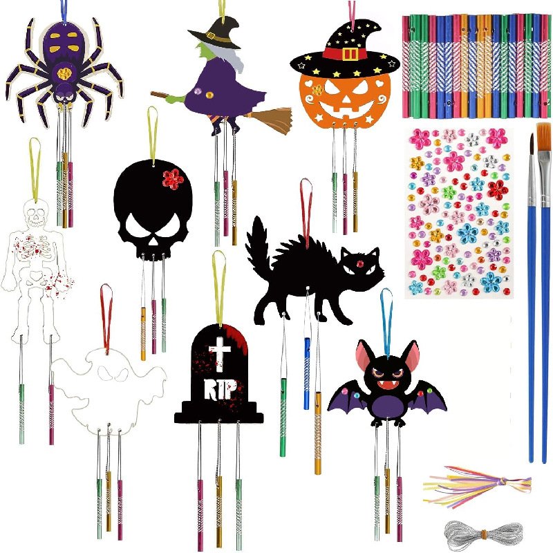 9pcs Hallowene Wind Chime Crafts Kits for Kids DIY Wood Summer Wind Chime Make Your Own Fish Bone Wind Chime DIY Coloring Wooden Arts and Crafts Summer Activities for Kids 9-12 9pcs Hallowene Wind Chime Crafts Kits for Kids DIY Wood Summer Wind Chime Make Your Own Fish Bone Wind Chime DIY Coloring Wooden Arts and Crafts Summer Activities for Kids 9-12 - Image 1