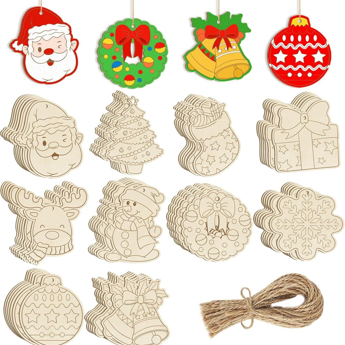 Unfinished Natural Wooden Christmas Ornaments Holiday Folk Art Modern Decor DIY Hand-Painting Graffiti Wall Hanging Easter Craft Unfinished Natural Wooden Christmas Ornaments Holiday Folk Art Modern Decor DIY Hand-Painting Graffiti Wall Hanging Easter Craft - Image 1