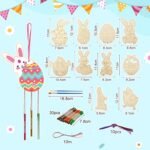 Unfinished Easter Wooden Wind Chime Blank Small Eggs Hanging Decorations For Children's Home Decoration, Christmas Birthday Gifts for Kids