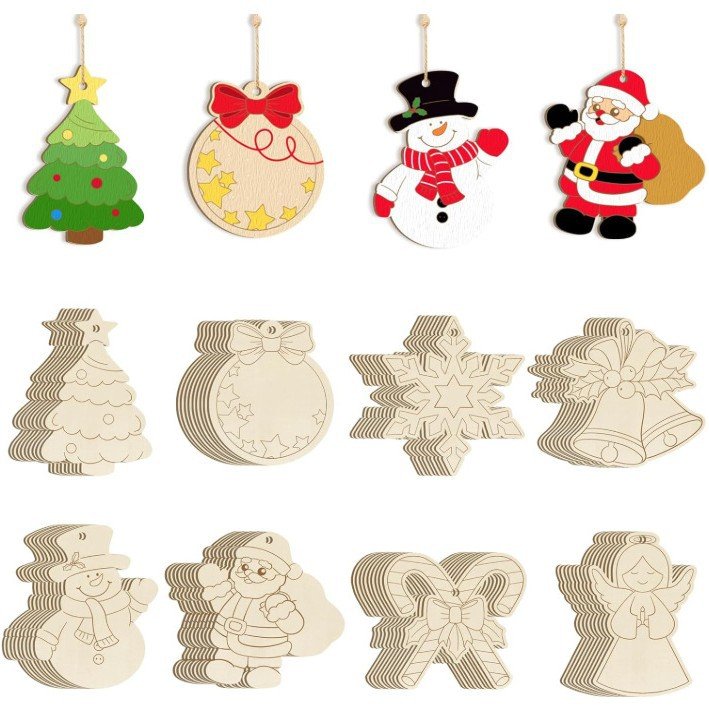 DIY Wood Crafts Christmas Hanging Decorations Wooden Christmas Hanging Shape Decorations for Wholesale DIY Wood Crafts Christmas Hanging Decorations Wooden Christmas Hanging Shape Decorations for Wholesale - Image 1