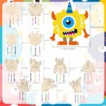 Fennoral Monster Wind Chime Kit 9 Pack Kids Personalized Monster Wind Chime Wooden Art & Craft Girls Boys DIY Painting Art Activity Halloween Party Decoration Birthday Gift