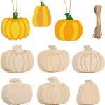 Wooden Unfinished Pumpkin Carving Hanging Decorations - DIY Fall Halloween Wooden Pieces Graffiti Decoration