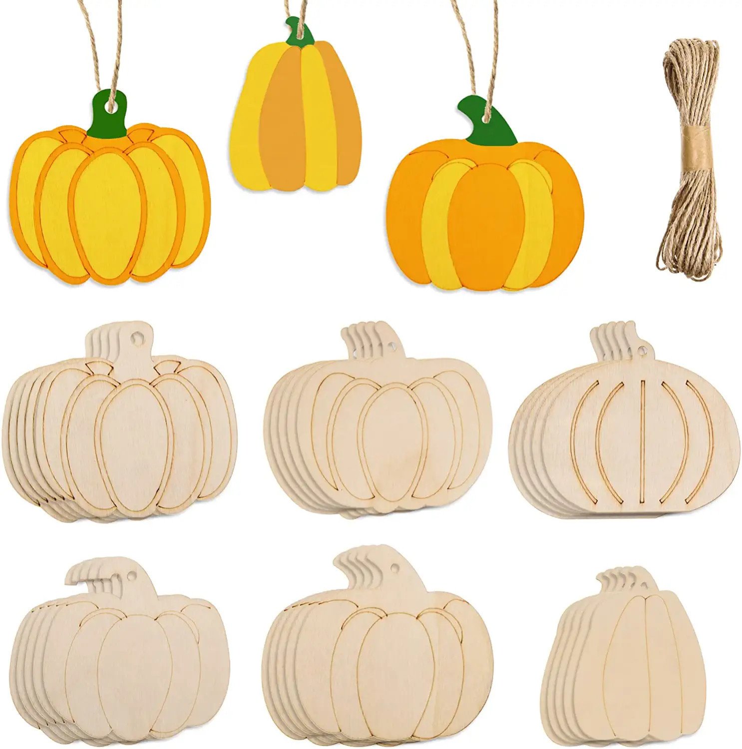 Wooden Unfinished Pumpkin Carving Hanging Decorations - DIY Fall Halloween Wooden Pieces Graffiti Decoration Wooden Unfinished Pumpkin Carving Hanging Decorations - DIY Fall Halloween Wooden Pieces Graffiti Decoration - Image 1