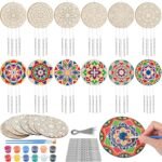 24 sets Mandala Wind Chimes Craft For Kids Your Own Mandala Wind Chimes DIY Unfinished Wooden Hanging Ornaments Mandala Coloring Books Wind Chimes Kids Gift School Home Party Supplies