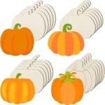 32 Pcs Wooden Pumpkin Cutouts Unfinished, DIY Craft Painting Kit | Thanksgiving Halloween Crafts Supplies, Pumpkin Cutouts for Painting, Autumn Art Projects for Family Activities
