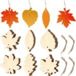 Thanksgiving Christmas Wooden Pendant Handmade Graffiti Wooden Maple Leaf Decoration Blank Woodblock DIY Painting
