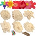 Custom Color Wood Crafts Natural Wood Carving Flower Kids DIY Crafts for Christmas Halloween Birthday Gift Home Decoration