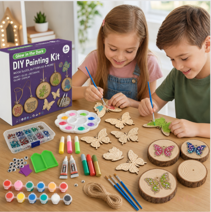 Kids Wooden Painting Kit Glow in the Dark Arts & Crafts Gifts Creative Art Kids Wooden Painting Kit Glow in the Dark Arts & Crafts Gifts Creative Art - Image 1