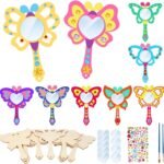 Wooden Mini DIY Painting Mirrors Handmade DIY Wood Painting Mirror Drawing Toys for Kids