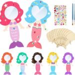 Mermaid Mirror Set for Children's Parties Birthdays Gatherings DIY Wooden Graffiti Painting