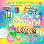 Glow in the Dark Arts & Crafts Gifts Wood Slice Craft Activities Kits for Children Diamond Painting Kits for Kids