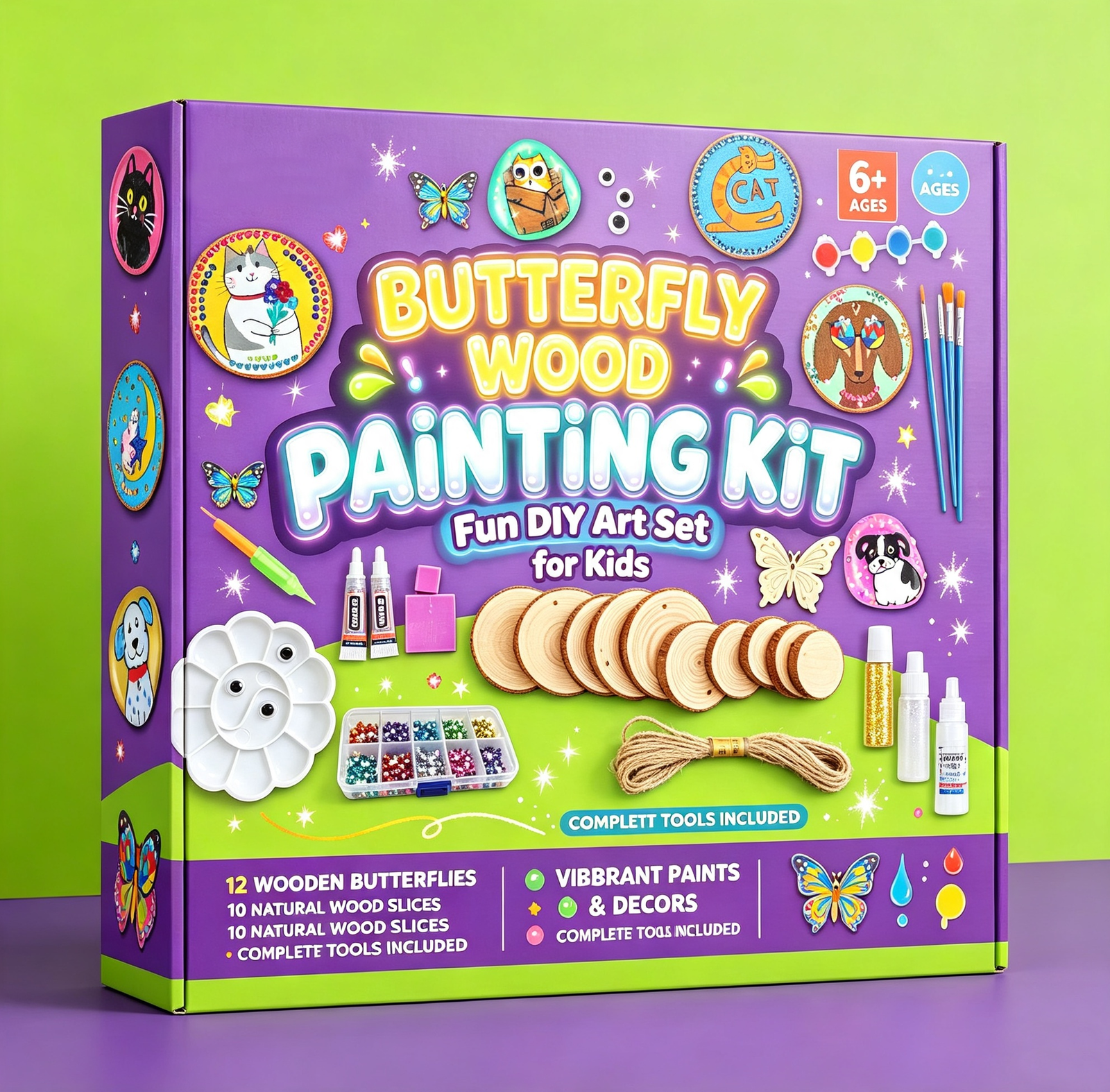 Drawing Color Product Wooden Painting Kit Glow in the Dark Arts Crafts Gifts Wood Slice Drawing Color Product Wooden Painting Kit Glow in the Dark Arts Crafts Gifts Wood Slice - Image 1
